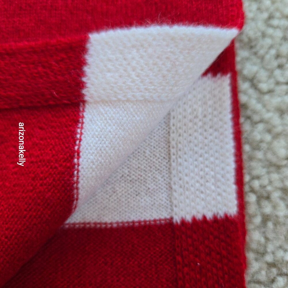 NWOT Talbots Cashmere Scarf Red & White Striped - Picture 7 of 13